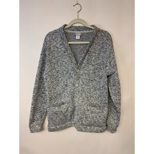 Haband Cardigan Mens Size Medium Grey Fleece Grandpa Normcore Professor Dad Warm